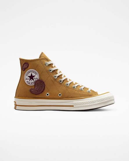 Tenis Converse Chuck 70 Crafted Patches Cano Alto Masculino Laranja Bordeaux Escuro | PT F07953P